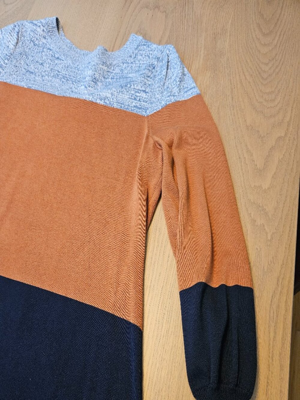 Talbots Colorblock Sweater Navy Rust Crewneck Cotton Pullover Career Knit S - Picture 4 of 8